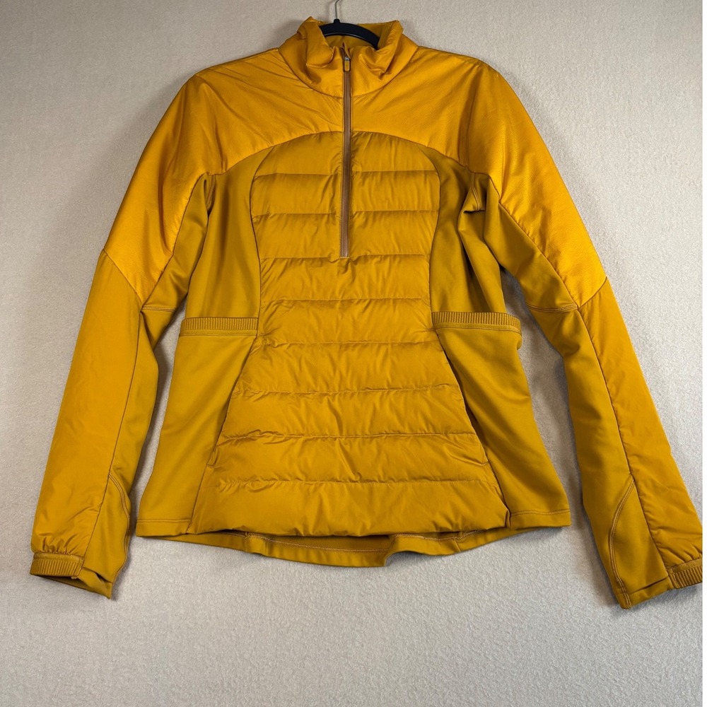 Lululemon Down For It All Pullover Jacket Mustard/Saffron S 10 Half Zip Running